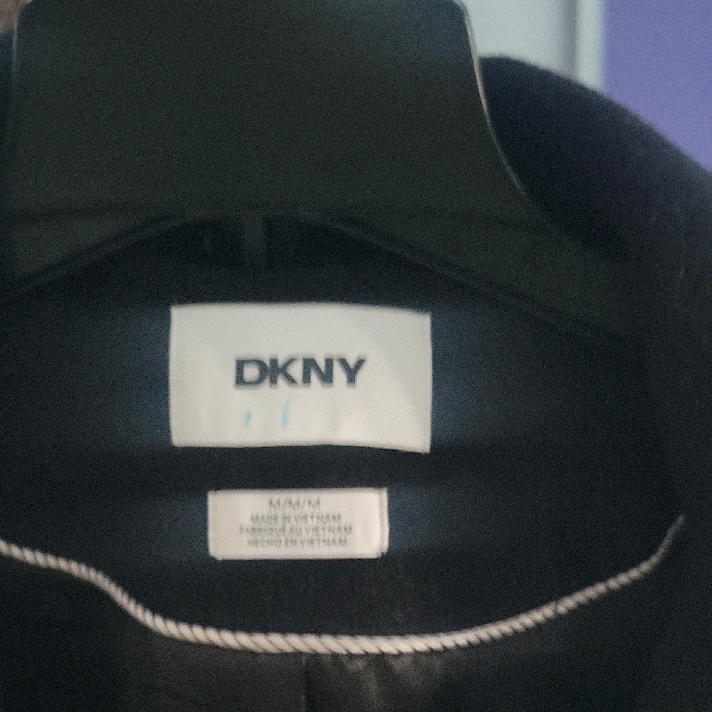NWOT DKNY Wool Bland Elegant Black Classic Coat Oversized - Picture 3 of 7